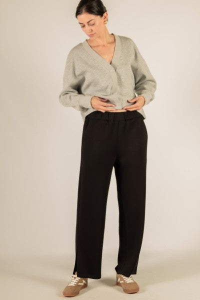 P. CILL Butter Modal Wide Leg Pants with Bottom Slits